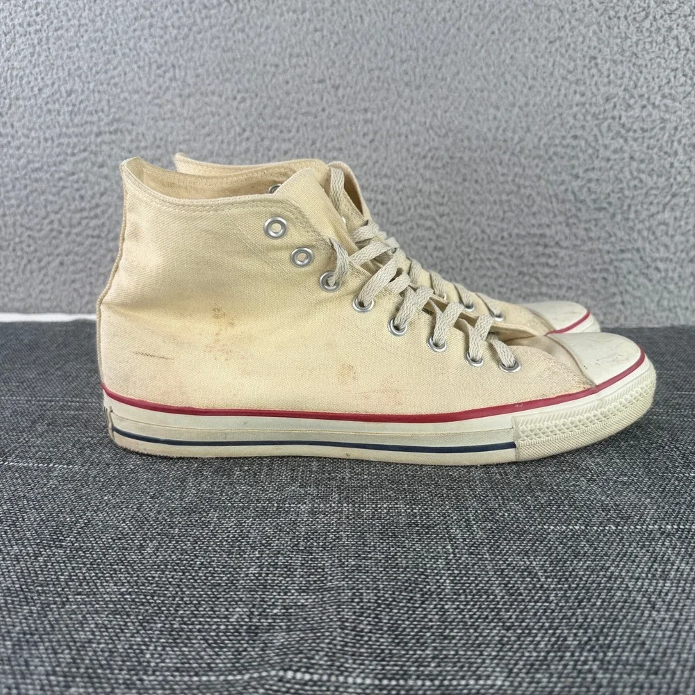 Vintage Made in USA Converse Chuck Taylor High Top Size 11 Natural Cream 90s